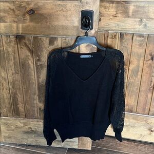 Black Lace Sleeve Sweater
